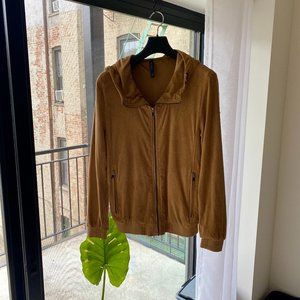 Zara Faux Suede Perforated Zip Hoodie